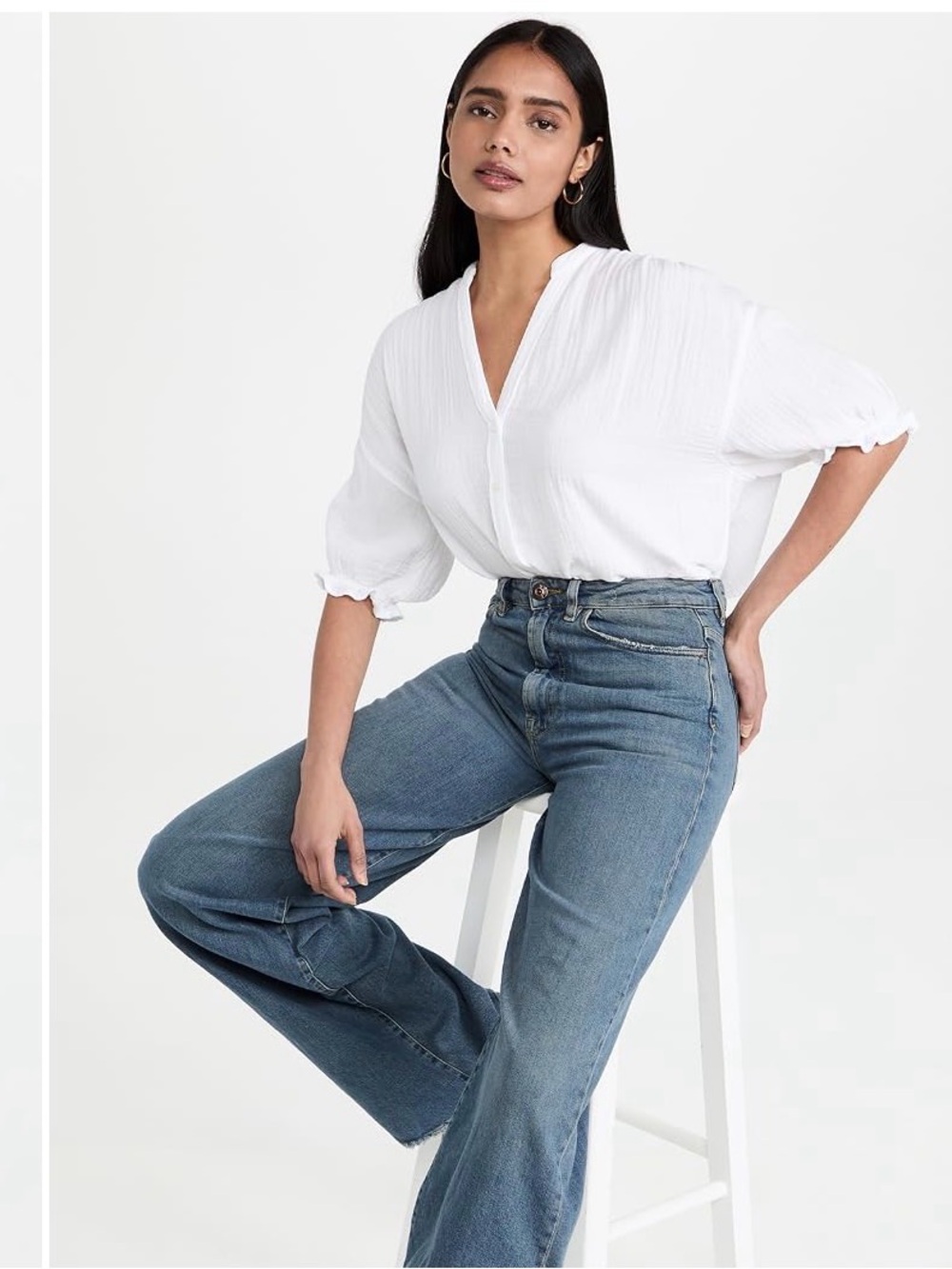 Xírena Alyss Double Gauze Button-Front Top in white Size medium
